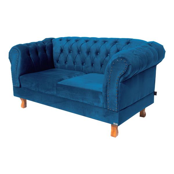 Imagem de Uma Namoradeira + Duas Poltronas Chesterfield Capitonê Duque - Veludo Azul Marinho / Decoração, Recepção, Salas de Tv 