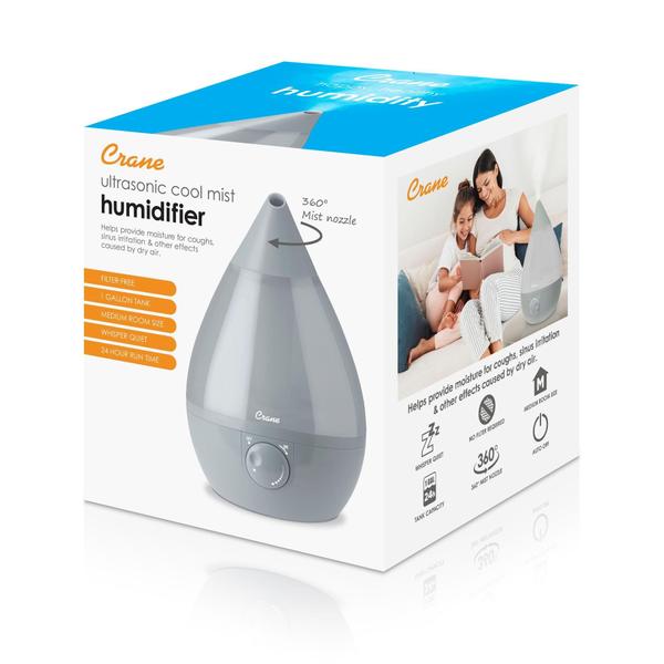 Imagem de Umidificador Crane Ultrasonic Cool Mist 3.8L para quarto cinza