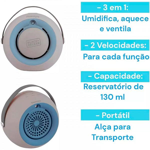 Imagem de Umidificador De Ar Aquecedor E Ventilador Black + Decker Fresstyle 3 Em 1 127v Branco - AUP4-BR