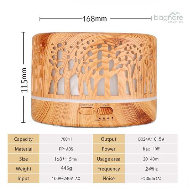 Imagem de Umidificador de Ar Aromatizador Silencioso Ultrassônico 700ml Controle Remoto + Essência bamboo Mm