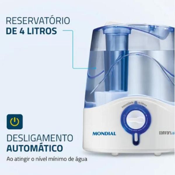 Imagem de Umidificador De Ar Comfort Air 6 Ua-07 Capacidade de 4 litros Bivolt Com Desligamento Automático Mondial