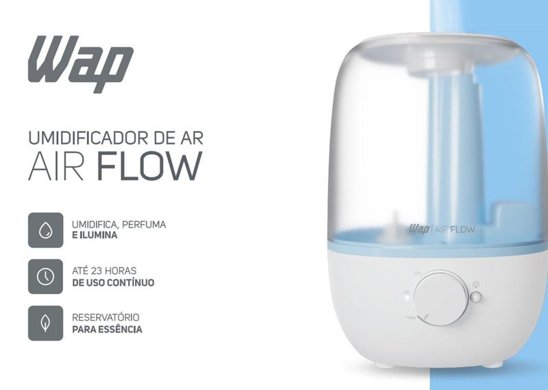 Imagem de Umidificador De Ar Luminária Difusor Wap Air Flow U2 Bivolt Branco E Azul