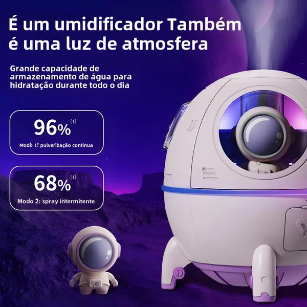 Imagem de Umidificador de Ar Portátil 220ml - Cápsula Espacial USB Recarregável com Aromaterapia