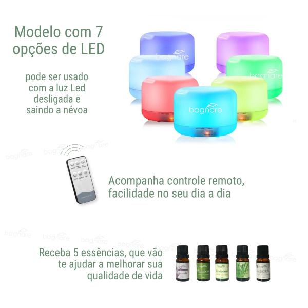 Imagem de Umidificador De Ar Quarto Bebe Luminária Led + 5 Essências 