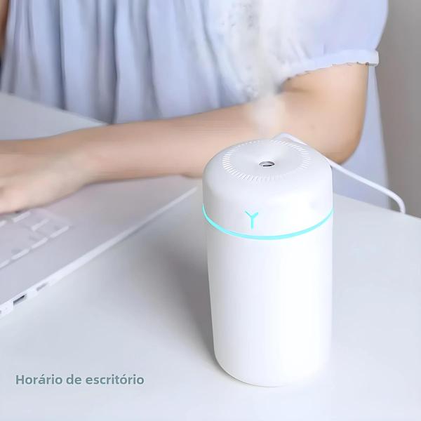 Imagem de Umidificador de Ar USB Portátil 390ml com Lâmpada Noturna LED e Aromaterapia