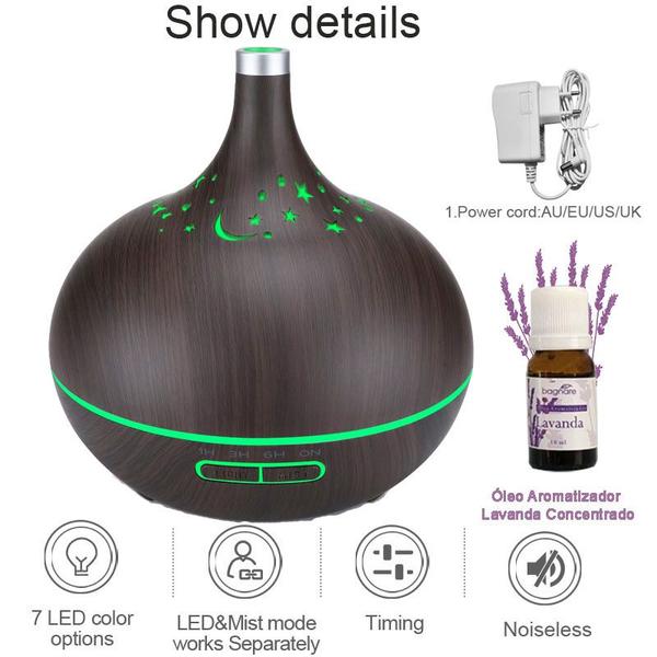 Imagem de Umidificador Difusor Ar Aromatizador Ultrassônico com 1 Óleo Concentrado Aromatizador Lavanda 10 ml