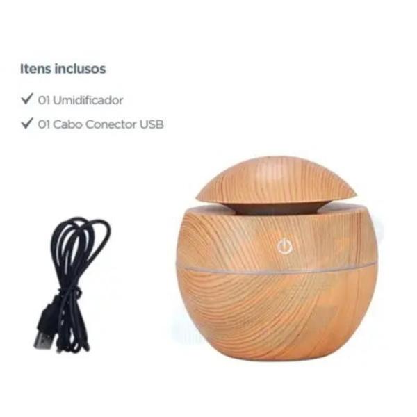 Imagem de Umidificador Difusor Ultrassónico Aroma Usb Aromatizador Led Marrom Escuro