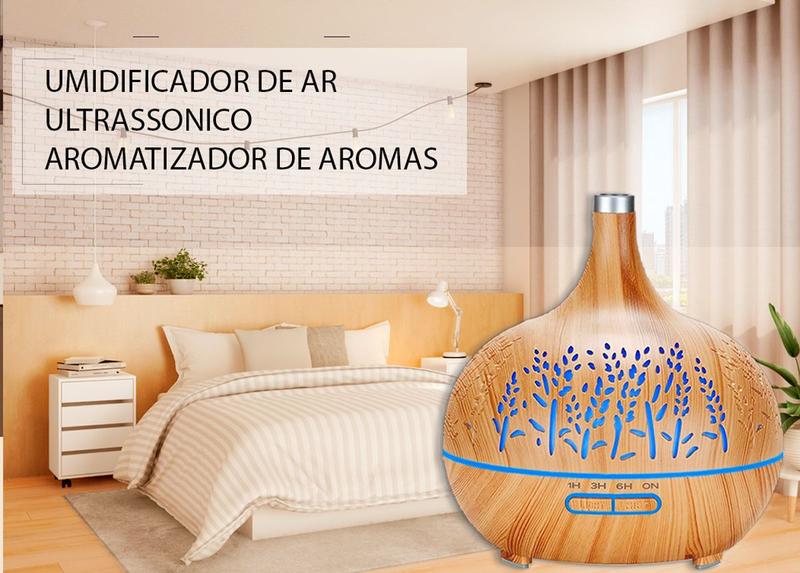 Imagem de Umidificador e Aromatizador de Ar Purificador Led com 5 Essências Aromatizadoras Concentradas