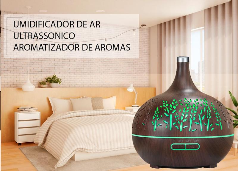 Imagem de Umidificador e Aromatizador de Ar Ultrassônico 400 ml + Essencia Aroma Lavanda