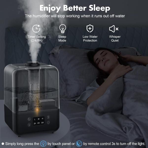 Imagem de Umidificador Mikikin 5L Cool Mist para quarto grande, quarto preto