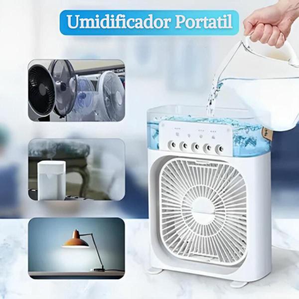 Imagem de Umidificador Mini Ar Condicionado Climatizador De Ar Portatil 3 Em 1  Agua E Gelo