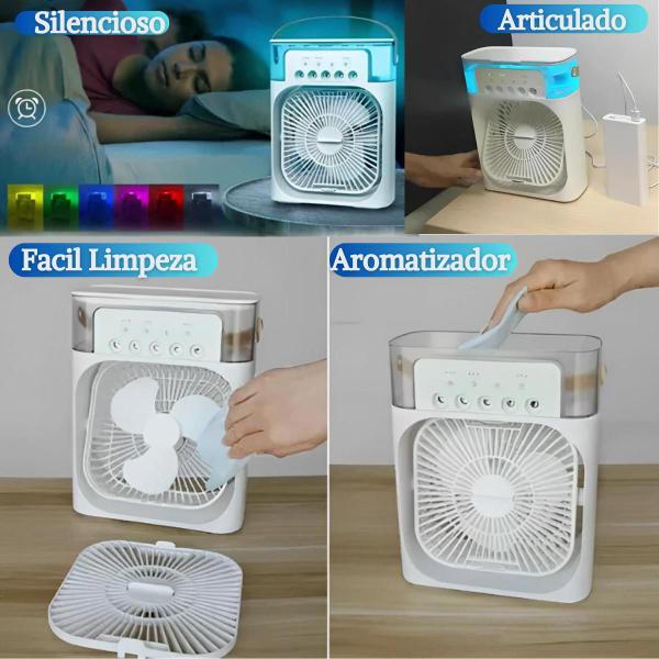 Imagem de Umidificador Mini Ar Condicionado Climatizador De Ar Portatil 3 Em 1  Agua E Gelo