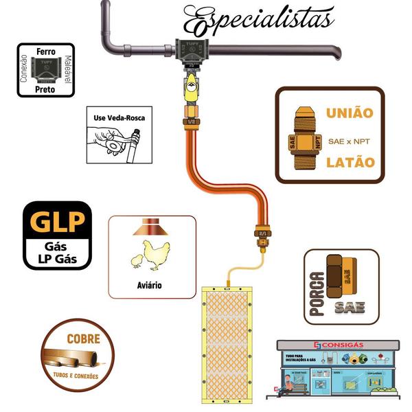 Imagem de União de Redução Latão 1/8" NPTM x 1/2" SAEM