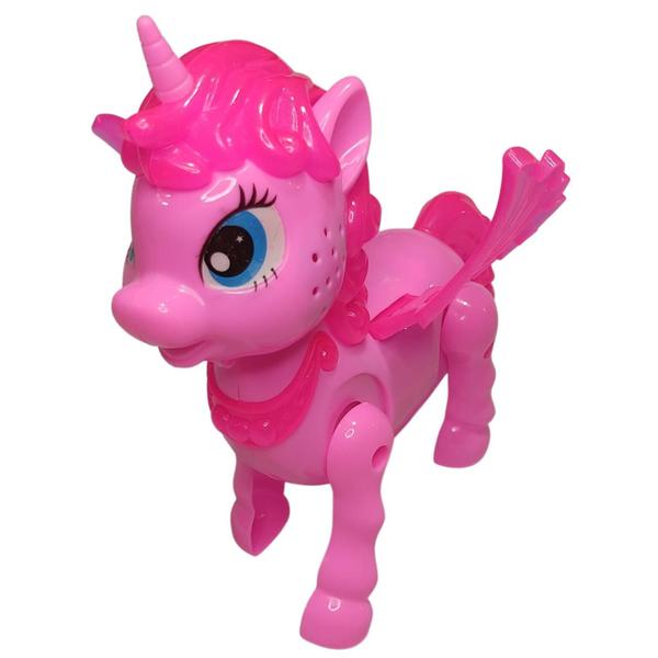 Imagem de Unicornio De Brinquedo C/ Som Luz Cavalo Musical Anda Ponei