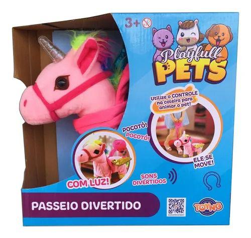 Imagem de Unicornio Rosa Play Full Pets Coleira Com Controle - C/Som , Luz e Movimento - Toyng