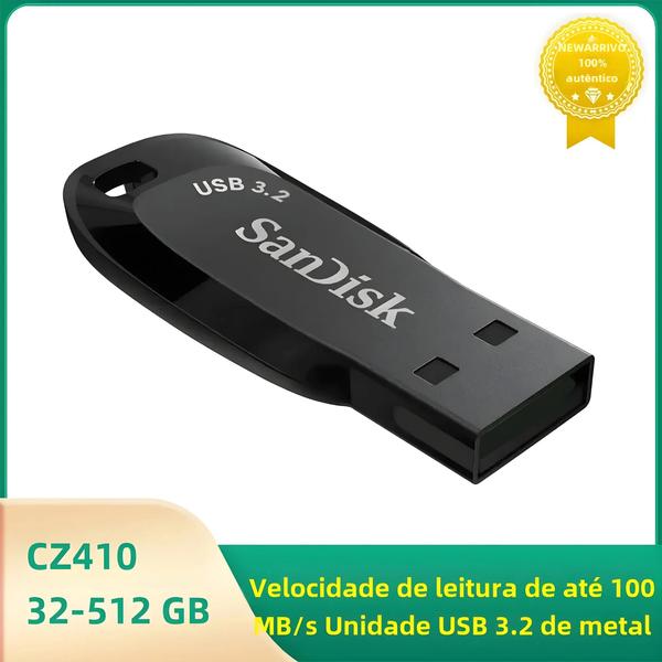 Imagem de Unidade Flash SanDisk USB 3.2 Preta CZ410 32GB 64GB 128GB Pen Drive Memory Stick Armazenamento