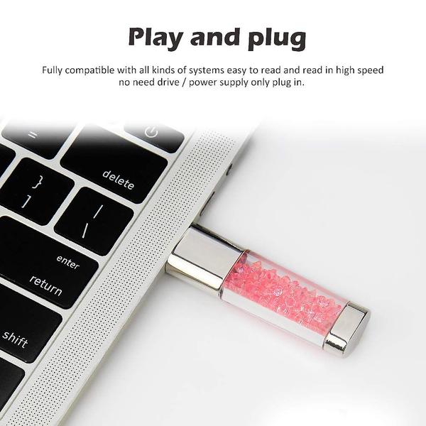 Imagem de Unidade flash USB BorlterClamp Cute Pink Crystal 64GB