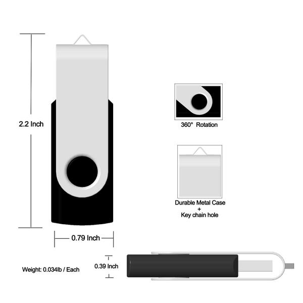 Imagem de Unidade flash USB JBOS 32GB USB 2.0, pacote com 10, design giratório