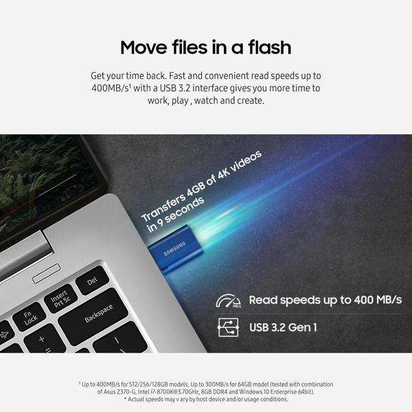 Imagem de Unidade flash USB SAMSUNG Type-C 512 GB com velocidade de leitura de 400 MB/s