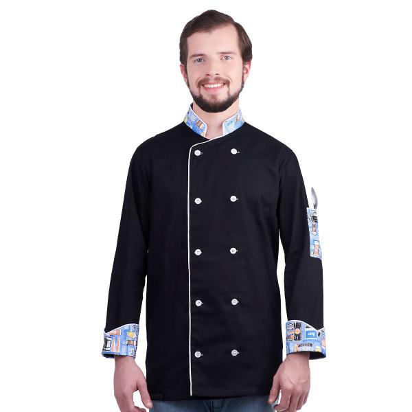 Imagem de Uniforme Chef Mestre Cervejeiro Azul Cerveja Bar Drink Dolmã