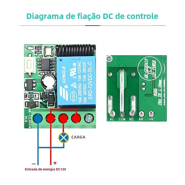 Imagem de Universal Rf 433mhz Interruptor Inteligente Remoto Dc 12v 10a Receptor De Relé Diy Mini Módulo Para