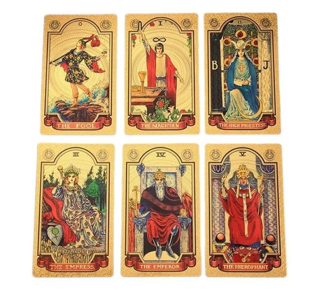 Imagem de Universal Rider Waite Tarot Deck Tarô de Cartas Douradas Baralho Plastificado Impermeável