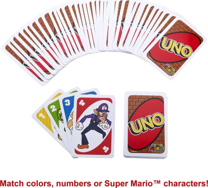 Imagem de UNO Super Mario Card Game in Storage Tin, Video Game-Themed Deck & Special Rule, Gift for Kid, Adult & Family Game Nights, Ages 7 Year Old & Up