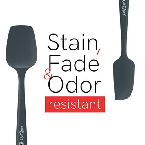 Imagem de UpGood Silicone Spatula Set 600F - 4 Ferramentas Versáteis Criadas para Cozinhar, Assar e Misturar  Design one piece, antiaderente e resistente ao calor  Núcleo de aço inoxidável forte (Utensílios pro cozinha, cinza)