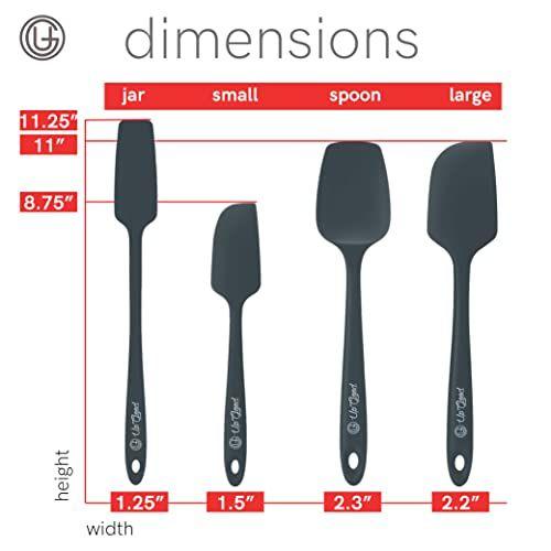 Imagem de UpGood Silicone Spatula Set 600F - 4 Ferramentas Versáteis Criadas para Cozinhar, Assar e Misturar  Design one piece, antiaderente e resistente ao calor  Núcleo de aço inoxidável forte (Utensílios pro cozinha, cinza)