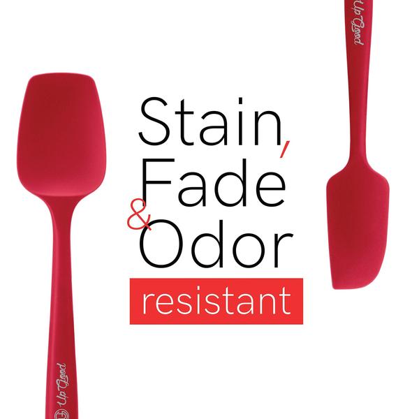 Imagem de UpGood Silicone Spatula Set 600F - 4 Ferramentas Versáteis Criadas para Cozinhar, Assar e Misturar  Design one piece, antiaderente e resistente ao calor  Núcleo de aço inoxidável forte (Utensílios pro cozinha, vermelho)