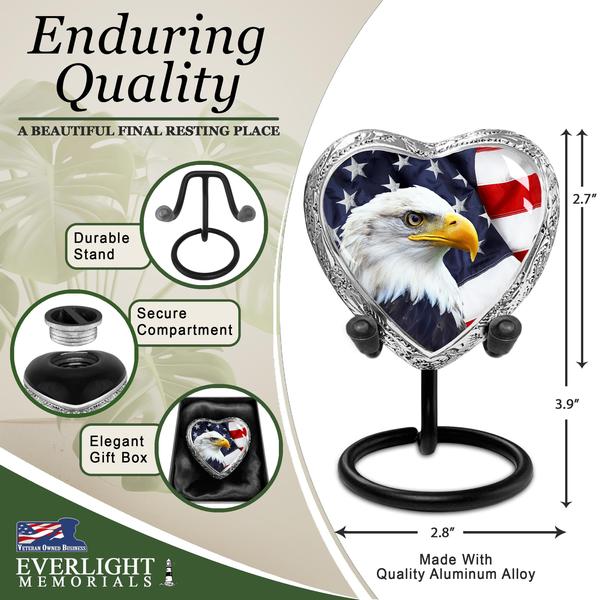 Imagem de Urna de cremação Everlight Memorials Small Heart American Eagle