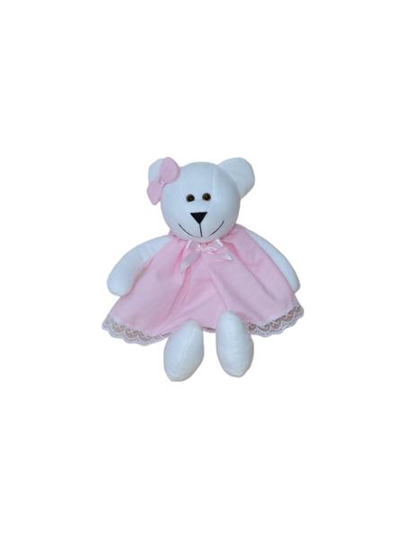 Imagem de Ursa de pelúcia com vestido rosa 1unidade com 29cm brinquedo decoração quarto infantil