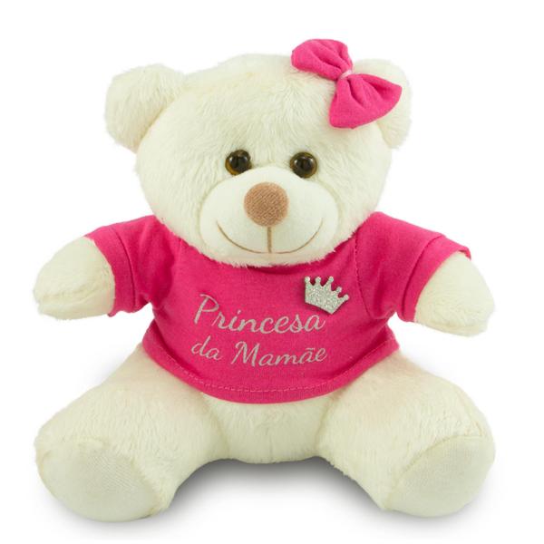 Ursinha de Pelúcia Princesa da Mamãe Camiseta 20cm - Toybrink Imagem de Ursinha de Pelúcia Princesa da Mamãe Camiseta 20cm