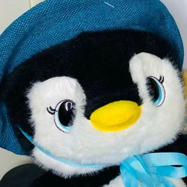 Imagem de Ursinho de Pelúcia Infantil Pinguim Brinquedo Kawaii Fofinho Castela