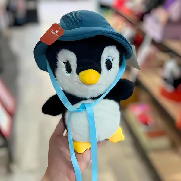 Imagem de Ursinho de Pelúcia Infantil Pinguim Brinquedo Kawaii Fofinho Castela