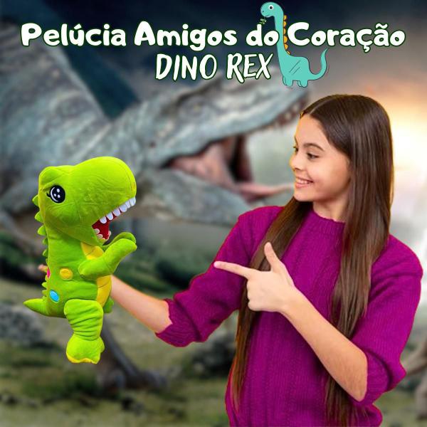 Imagem de Ursinho Dinossauro De Pelúcia Dino Rex Amigos Do Coração Pequeno 30cm Brinquedo DM Toys