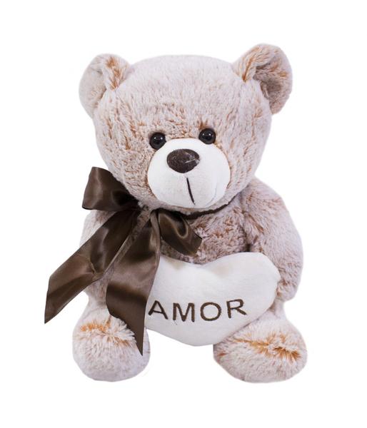 Imagem de Urso Coração Amor Marrom Alaranjado 30cm Pelucia