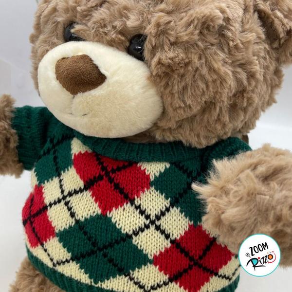 Imagem de Urso de Pelúcia com Sueter de Lã - Verde - 37cm  - 1 unidade - Rizzo