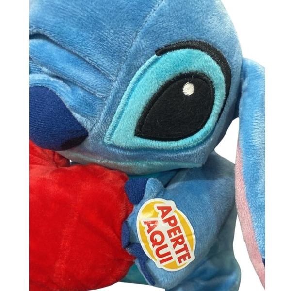 Imagem de Urso De Pelucia Stitch Coração Com Som 30cm Disney Multikids