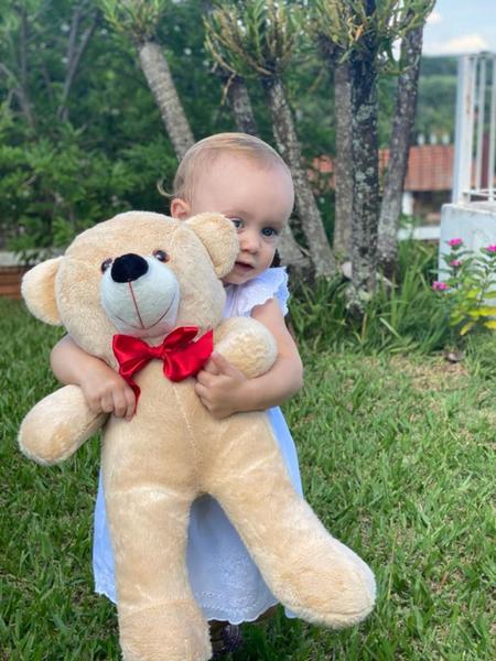 Imagem de Urso de Pelúcia Teddy Para Bebe 50cm Grande Laço Vermelho