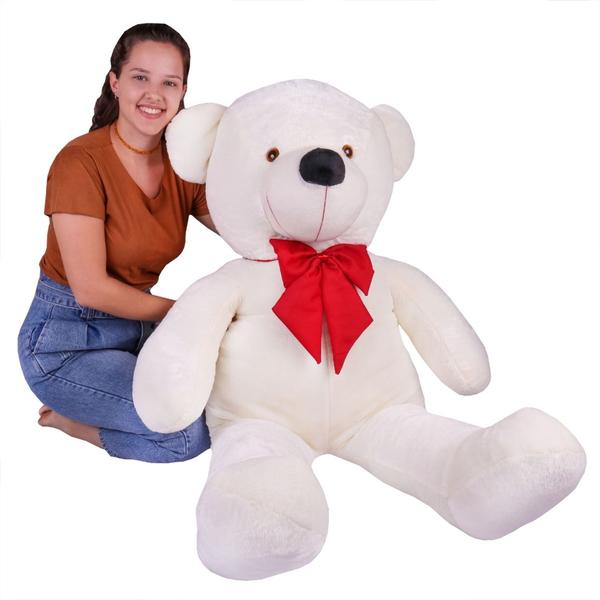 Imagem de Urso Gigante Pelúcia Teddy 1,10 Metros com Laço - Baunilha com Laço Pink - Barros Baby