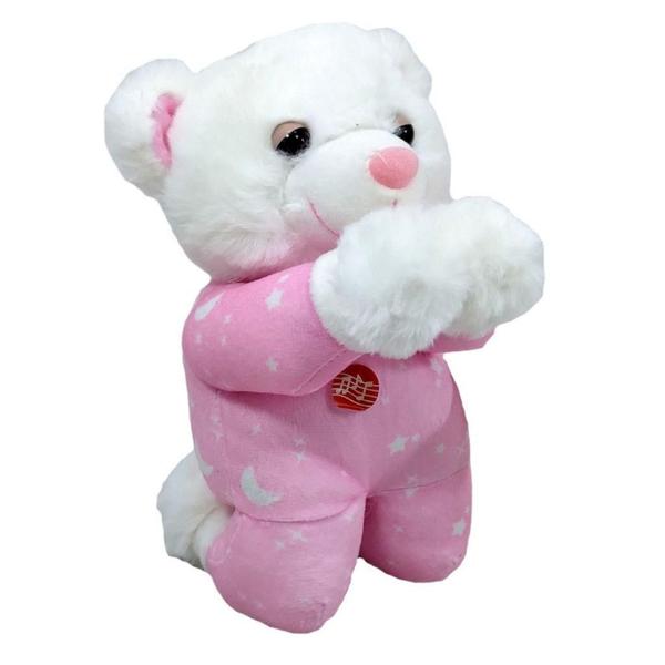 Imagem de Urso Pelúcia Reza Pai Nosso Rosa 22 Cm Altura