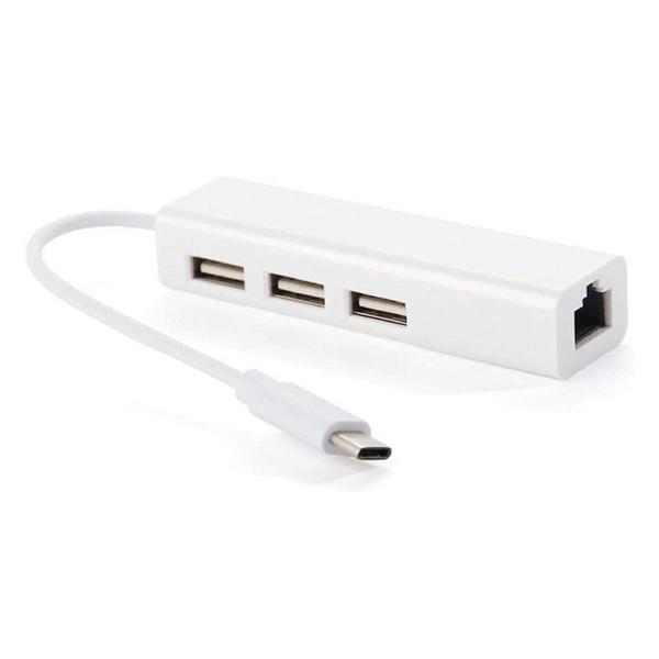 Imagem de USB 2.0 Tipo-C 3 Portas HUB Ethernet RJ45 100 Mbps