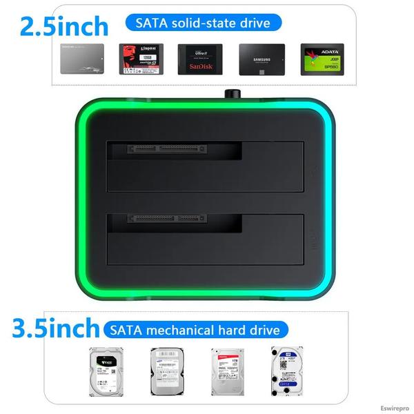 USB 3.0 para SATA Dual Bay HDD Dock Station Dock de disco rígido externo - PONTO DO NERD Imagem de USB 3.0 para SATA Dual Bay HDD Dock Station Dock de disco rígido externo