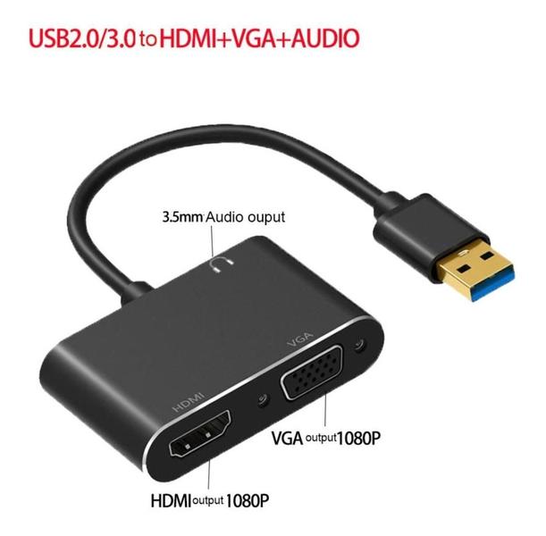 Imagem de Usb 3.0 Para Vga+Hdmi Conversor Adaptador Hd 1080P Computado