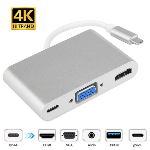 Imagem de Usb C Para Hdmi Vga Usb 3.0 Tipo C Adaptador Hub De Áudio 5 Em 1 Conversor Multi Portas