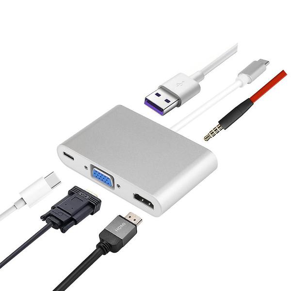 Imagem de Usb C Para Hdmi Vga Usb 3.0 Tipo C Adaptador Hub De Áudio 5 Em 1 Conversor Multi Portas