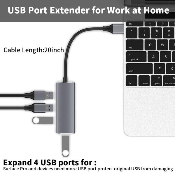 Imagem de USB Hub 4 portas USB 3.0/2.0 Adaptador de hub de dados Divisor de cabo de extensão de hub