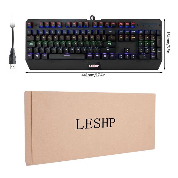 Imagem de USB Leshp Office Mechanical Wired Gaming Keyboard com LED B