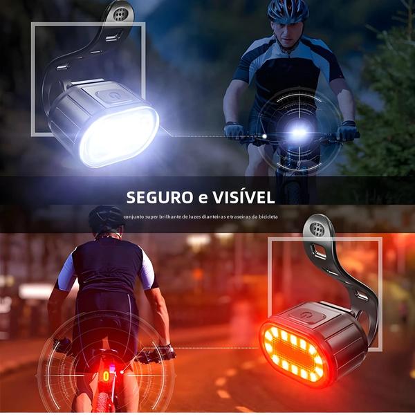 Imagem de Usb Recarregável Led Conjunto De Luz Ciclismo Frente Traseira À Prova Dwaterproof Água Farol Da